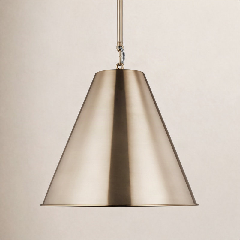 Camariae 1-Light Dimmable Steel Cone Pendant with Adjustable Height, Satin Brass, Satin Brass