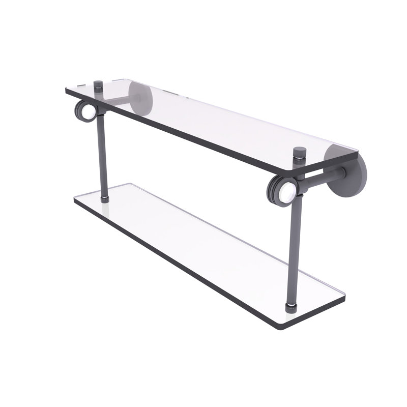Tablette murale à deux niveaux en verre Margolis, Gris mat