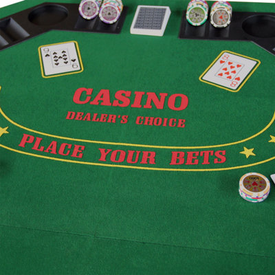 Design 48" Folding Poker Tabletop For 8-Player Texas Holdem Octagon Casgame Portable Layout Mat Green