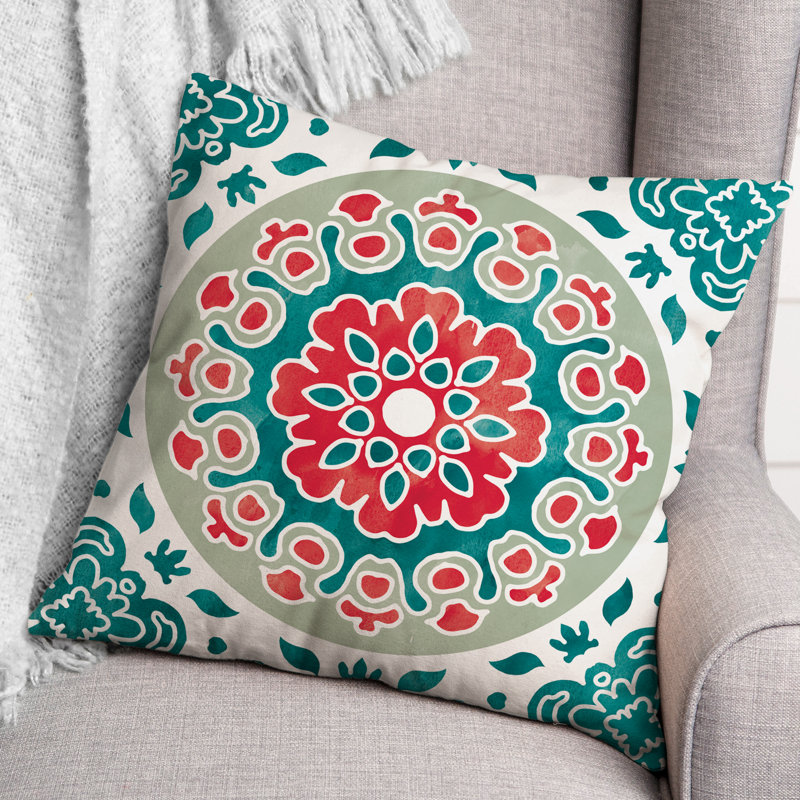 Morrocan Outdoor Reversible Throw Pillow, Turquoise