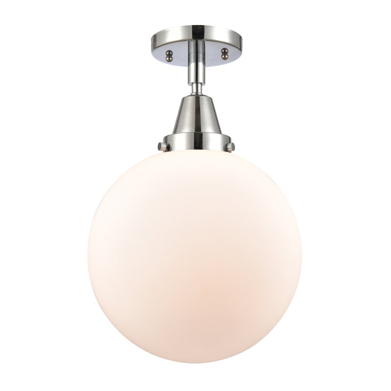 Plafonnier encastré en verre Amede, Blanc mat, H 12,5 po x l 10 po x P 10 po, Chrome poli