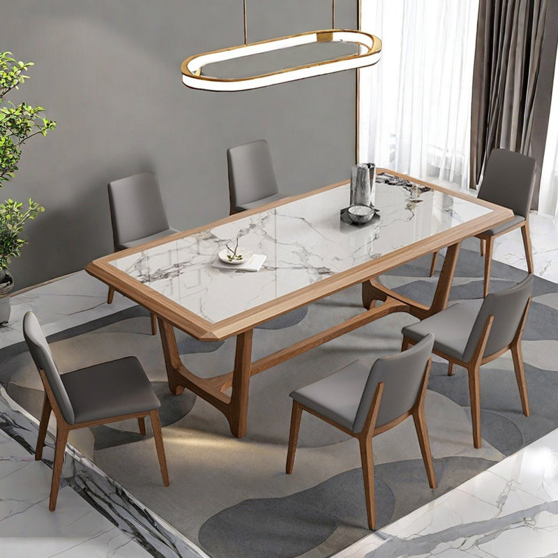 Nordic style modern rectangular dining table sets, 29.5"H x 70.9"L x 35.4"W