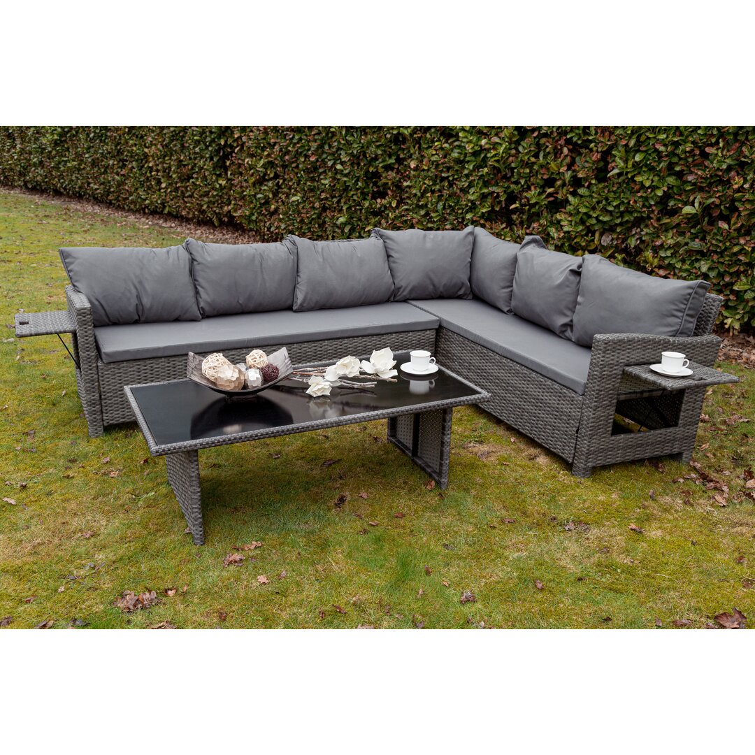 6-Sitzer Lounge-Set Portville aus Rattan mit Polster