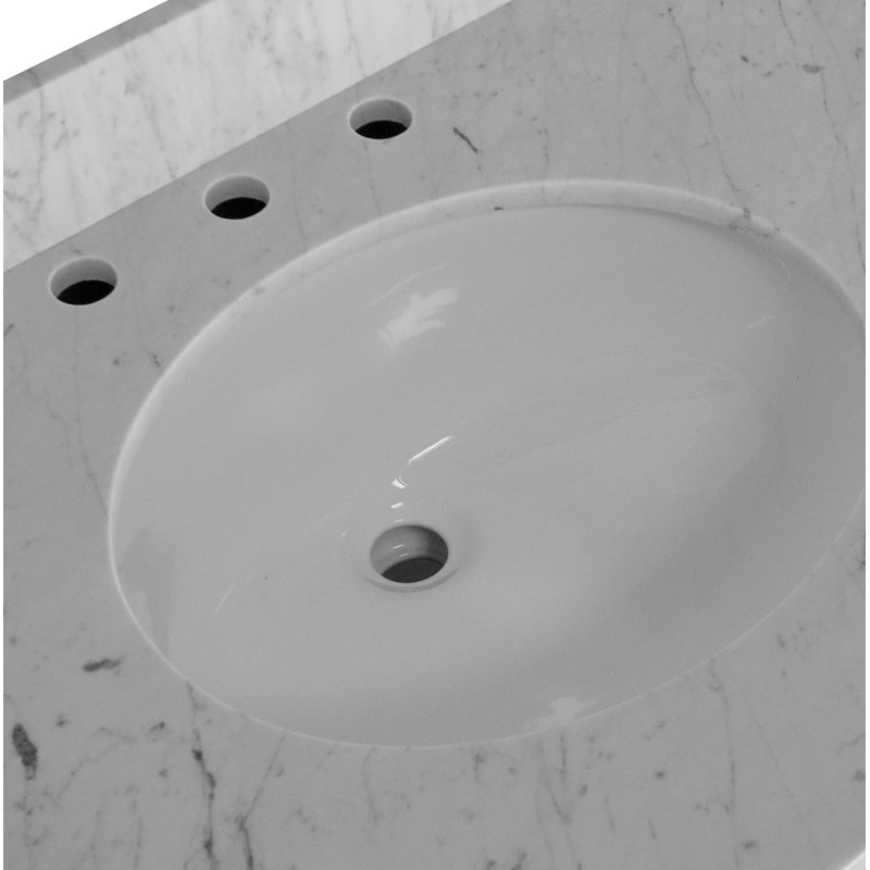 Ensemble de meuble-lavabo double 60 po Ferdinand, Marbre de Carrare, Bleu royal