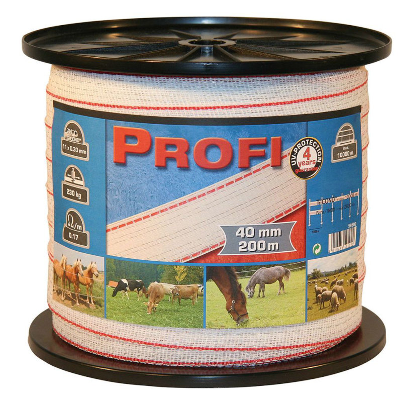Kerbl Fencing Tape Profi 200m 40mm White-Red
