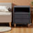 Sirocco Gray 2-Drawer & 1-Shelf With Wood Knob Upholstered Nightstand, 21.79" H X 18.33" W X 15.9" D