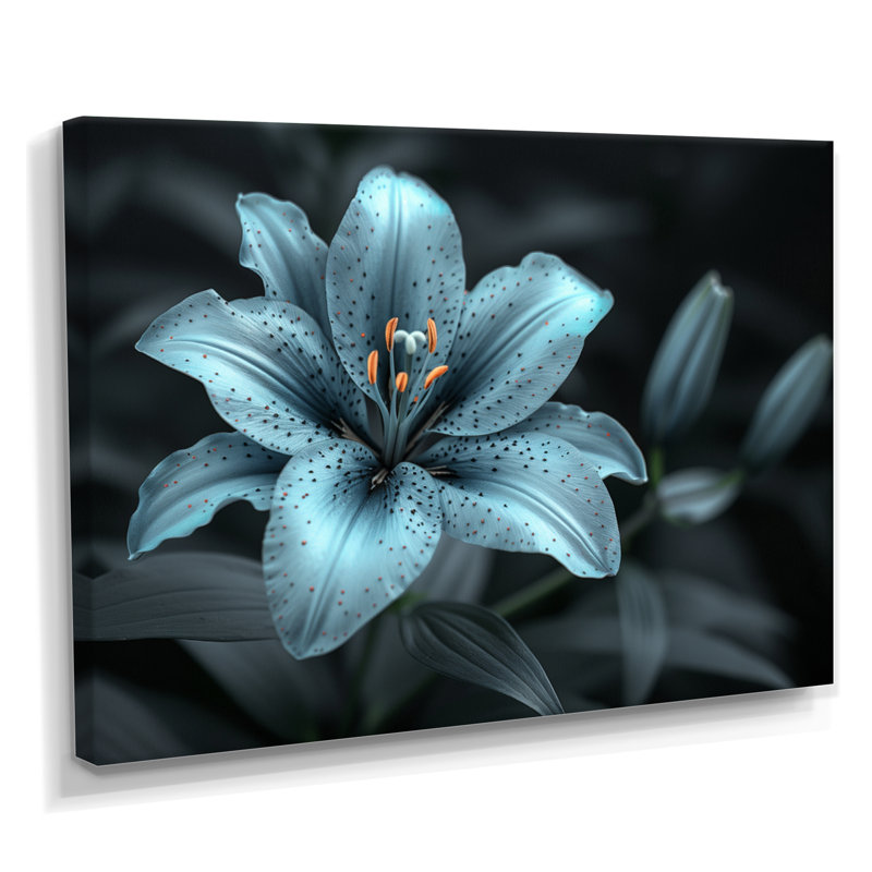 Photo moderne sur verre lys blanc et bleu moderne II, H 40 po x l 60 po, Toile tendue
