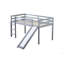 Lit simple mezzanine bas avec glissade, échelle, barrières de sécurité, lit mezzanine simple en bois d'hévéa-973667566