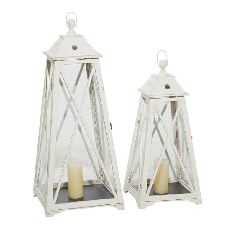 Ensemble de lanternes en métal pour l'intérieur et l'extérieur, H 36 po x l 14 po / H 28 po x l 12 po