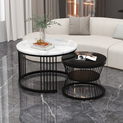 Nesting Coffee Table  Round End Tables, Set Of 2