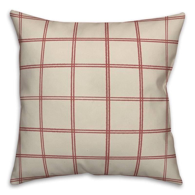 Checkered Throw Pillow, Cream/Red