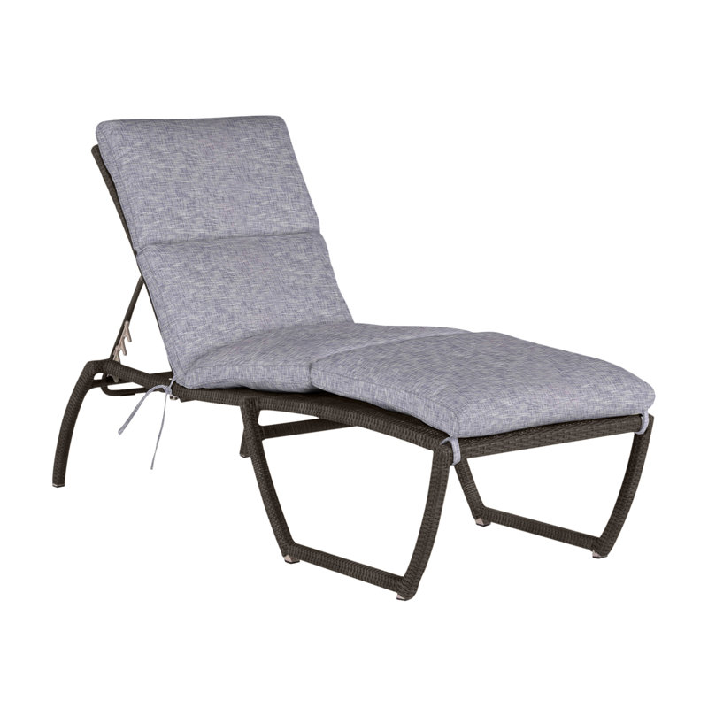 Skye 80.5" Long Reclining Single Chaise with Cushions, No Welt, Intermix Bark, Black Walnut