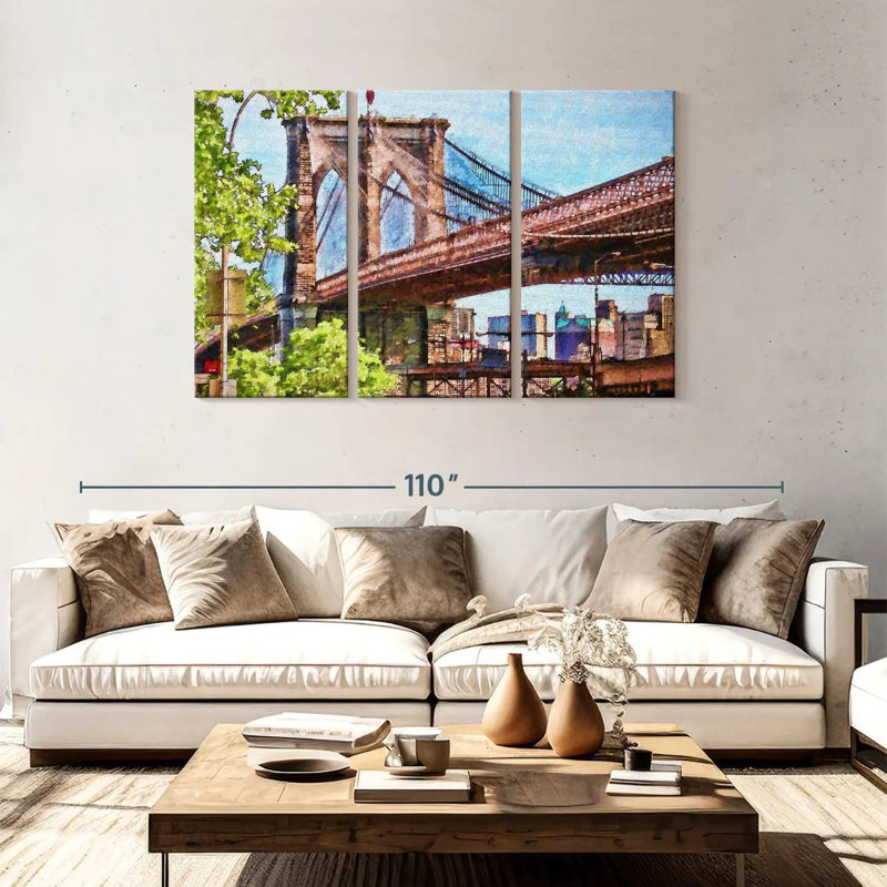 Nicci Brooklyn Bridge Calm Skyline, 48" H x 74" W