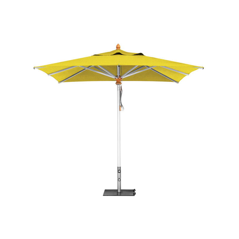 Bravura Square Market Umbrella, Square Metal w/ wheels+2.25" Stainless Steel Tube, 11'5", Natural
