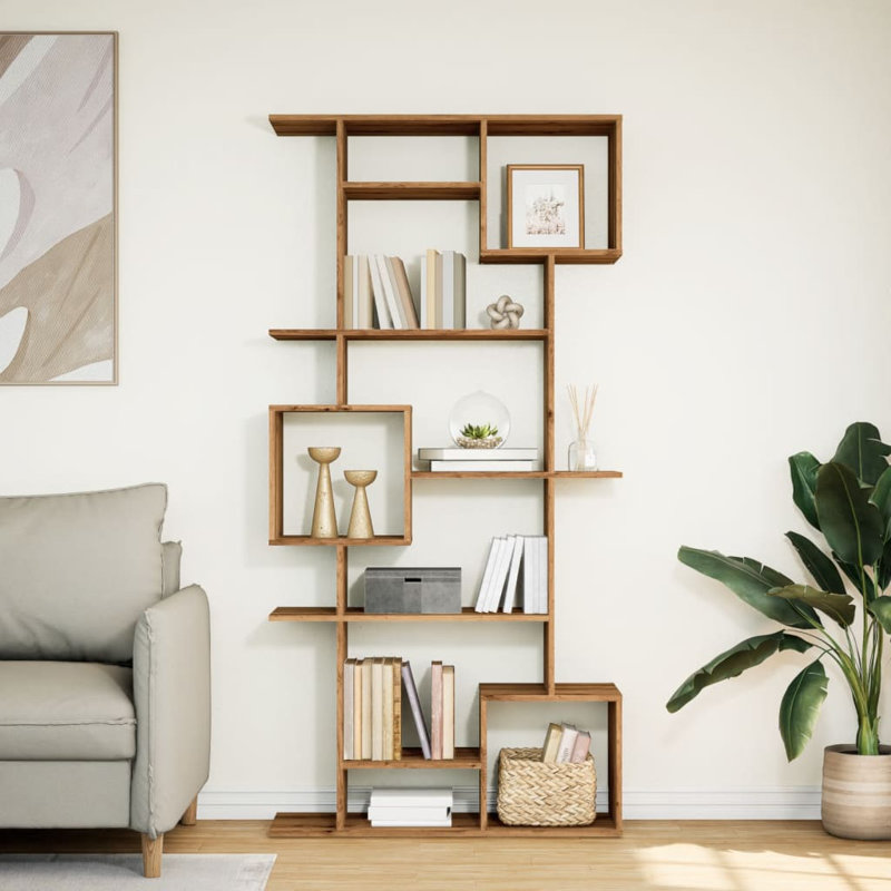 Ayiana 188cm H x 92cm W Book Cabinet Bookcase, Artisian Oak