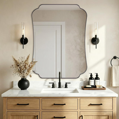 Miroir de salle de bain Contemporary Cadre en acier inoxydable