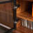 Black Walnut TV Stand with Glass Doors
