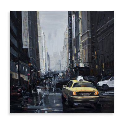 New york in the dark - Yellow Indoor/Outdoor Tablecloth | Home Decor