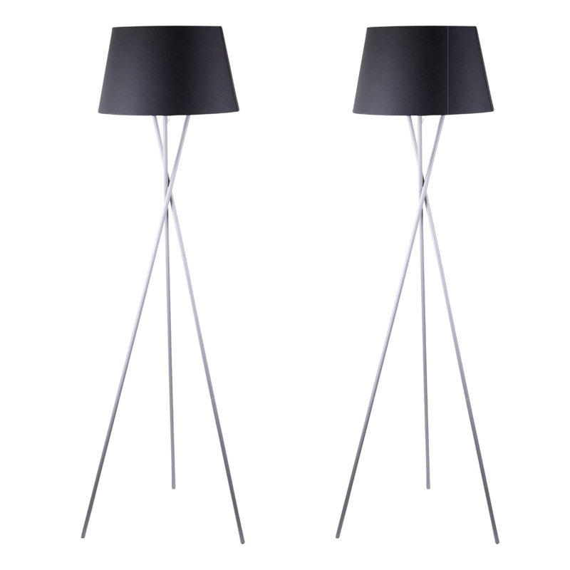 Casden 154cm Tripod Floor Lamp Set, Grey, Black