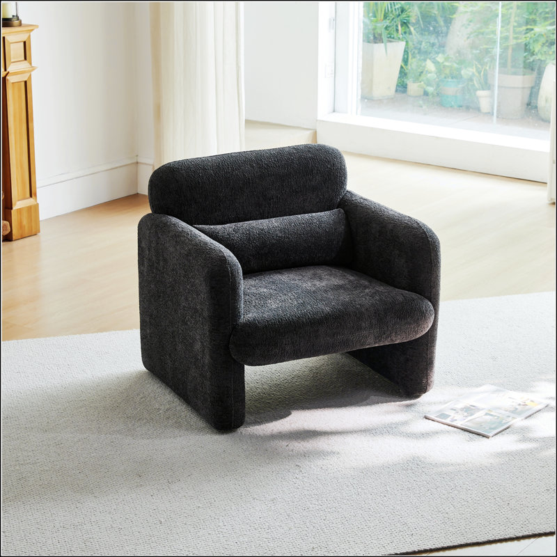 Fauteuil d'appoint 34 po Boucle Cloud le plus vendu, fauteuil simple à dossier courbé, revêtement moelleux, assemblage sans outil, peu encombrant pour les petits appartements, le bureau et la chambre à coucher