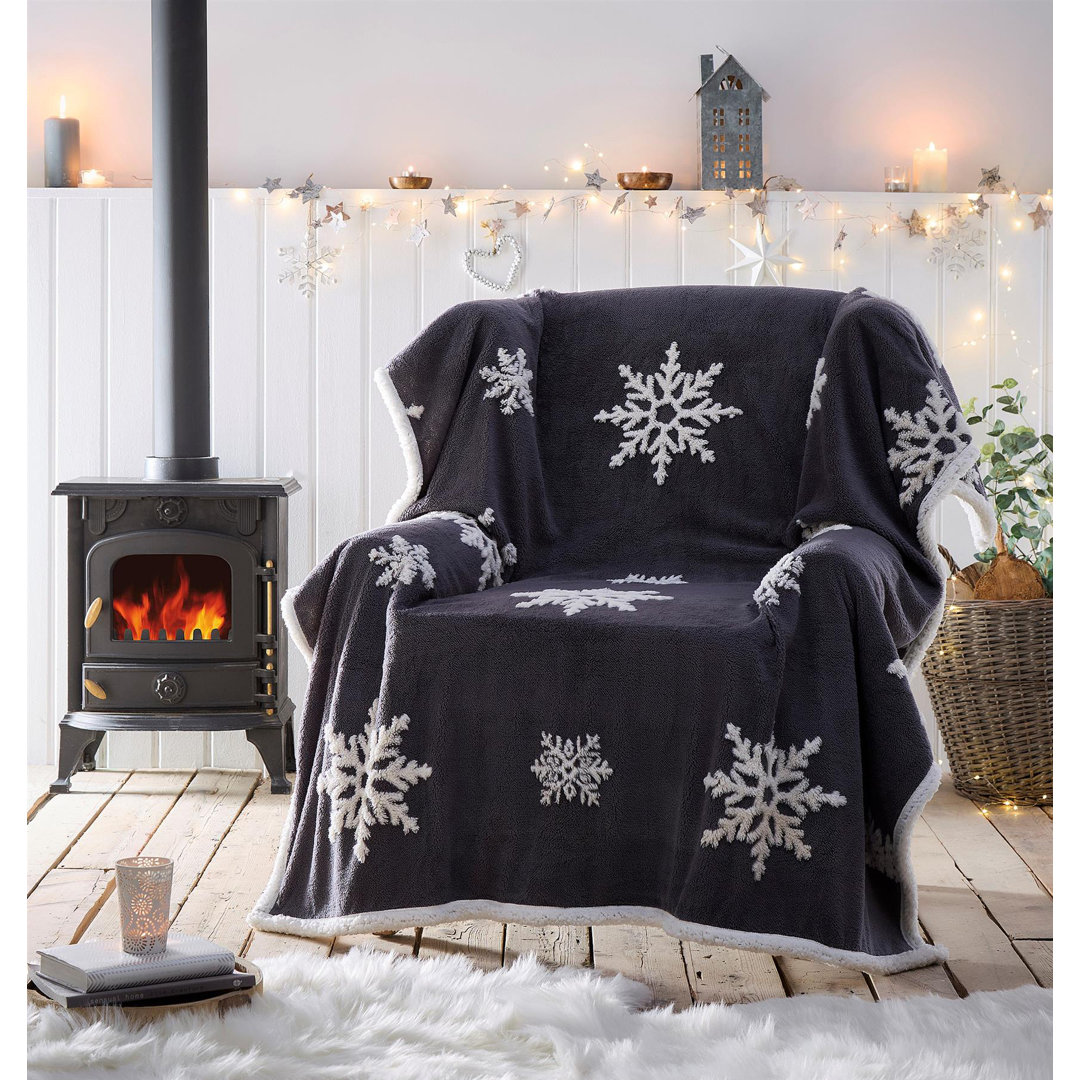 Snowflake Sherpa Fleece Throw 130x170cm