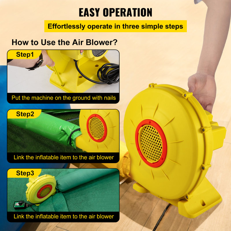 VEVOR Yellow 450W Portable Air Blower Fan for Inflatable Bounce Houses