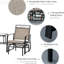 Fauteuils coulissants de jardin brun avec table pratique - 2 balançoires avec chaise berçante, sangle aérée, pour patio et café dans la cour arrière, tissu respirant, acier, finition
