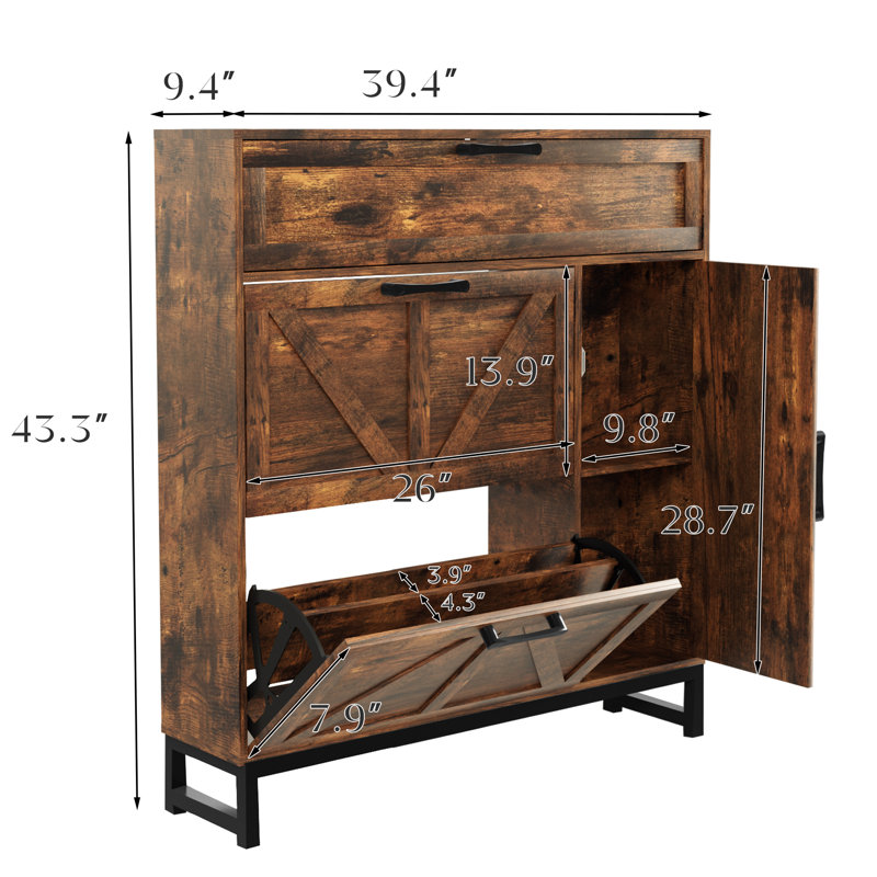 20 Pair Shoe Storage Cabinet, Brown