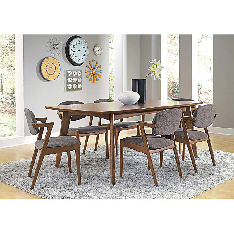 Chaises de salle à manger en noyer foncé et gris, ensemble de 2