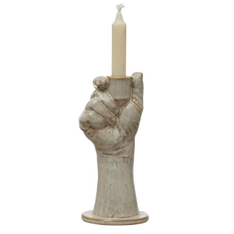 Stoneware Hand Taper Holder Reactive Glaze
