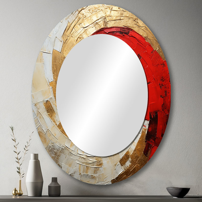 Beige rouge minimalisme spirale poteries - miroir mural moderne beige, 43 po x 33 po