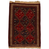 Hand Knotted Wool Area Rug in Red