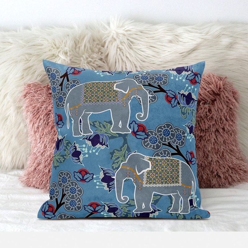 Outdoor Reversible Throw Pillow, 20" x 20", Blue/White
