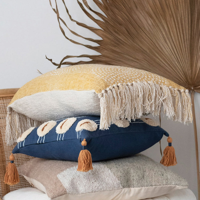 Fringed Reversible Throw Pillow