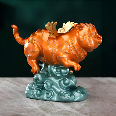 Sculpture de tigre chinois chinois - Décoration de maison et de bureau en laiton exquis