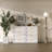 Modern Metal Bedroom Dressing Table, Makeup Vanity Desk with 4 Storage Drawers(White)-838458570-833612322