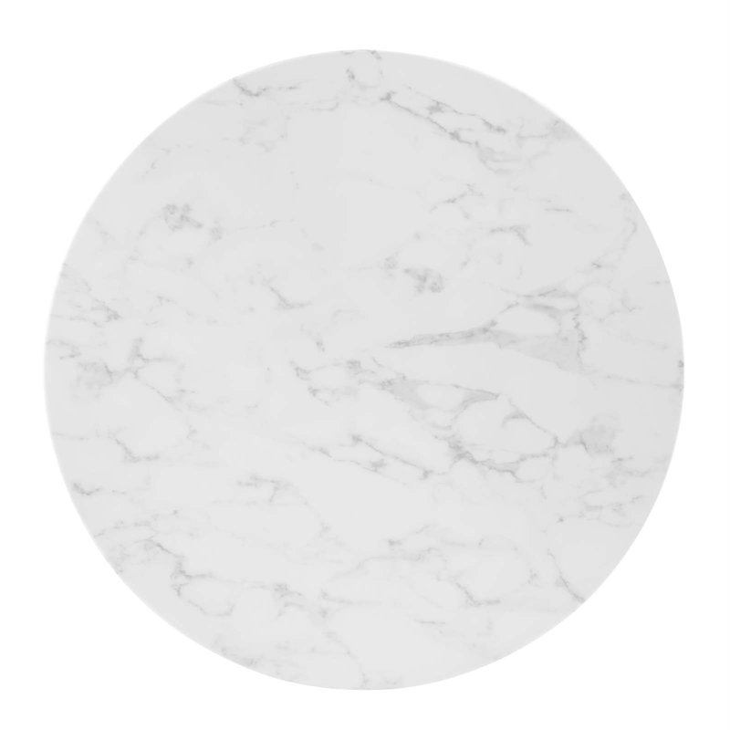 Table de salle à manger Zinque, l 35,5 po x L 35,5 po pi, Marbre blanc
