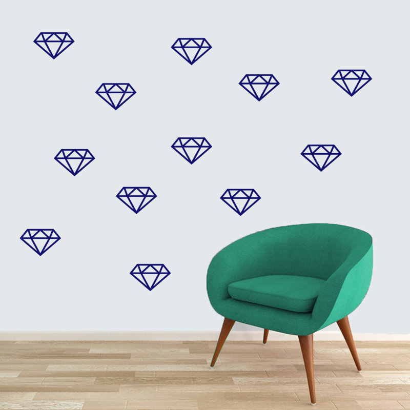 Décalcomanie murale diamants, Bleu marine