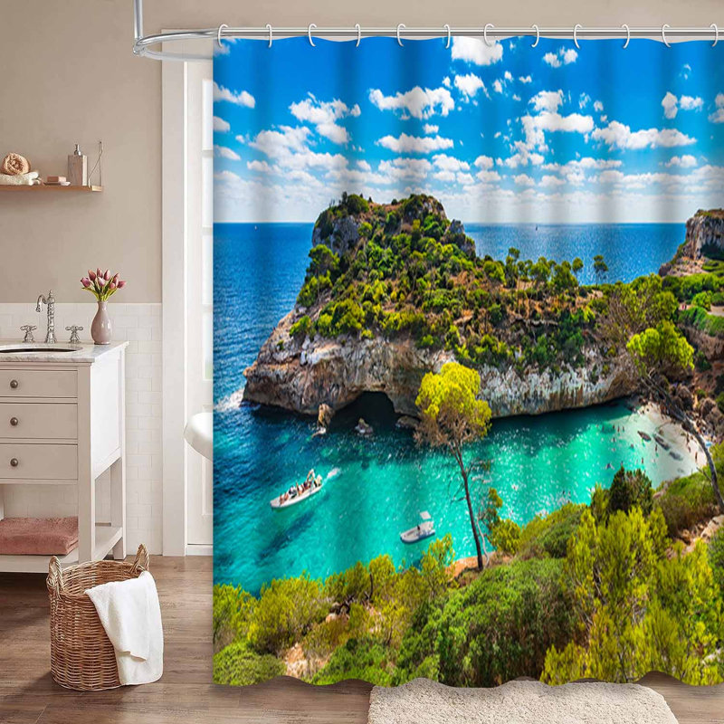 Mer méditerranée, île magnifique, bord de mer avec 12 crochets, L 72 po x l 84 po