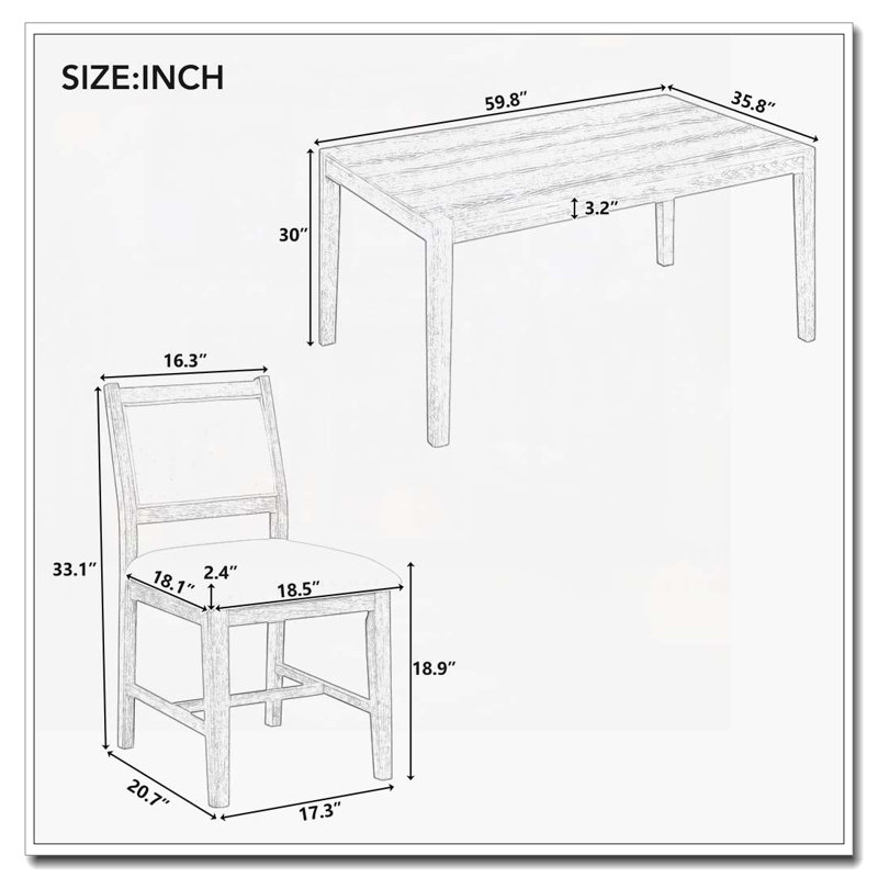 Ensemble de table de salle à manger 7 pièces pour 7 personnes, Naturel