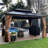 PURPLE LEAF 10' x 14' Hardtop Gazebo with Curtains and Netting for Hot Tub Heavy Duty Deck Beach Pool Backyard Outdoor Canopy Tent Sun Shade Metal Roof Patio Permanent Pavilion