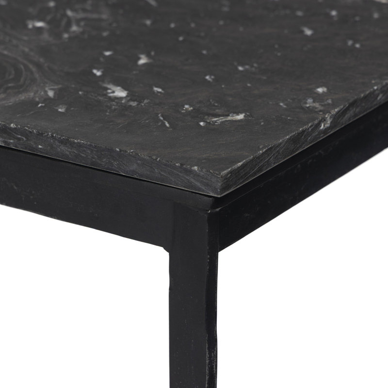 Hammered Iron Console Table-White Marble, Charcoal Marble, Hammered Black Iron