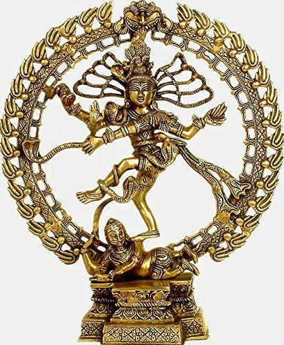 Handcrafted Brass Nataraja Statue, 16 in. Dancing Shiva Figurine     Hindu Mythological Decor for Meditation Room & Home Altar