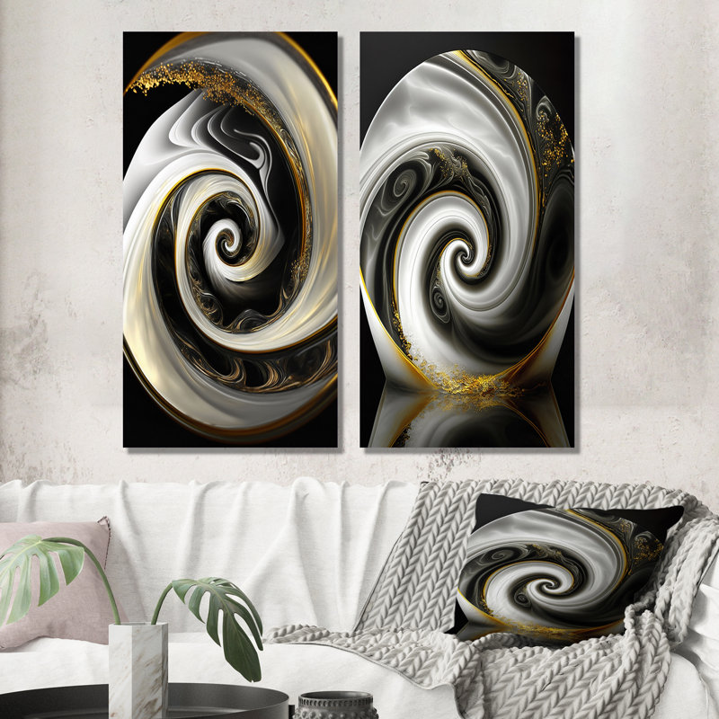 «Abstract Modern Swirl», 2 pièces sur toile, Toile tendue, H 20 po x l 24 po