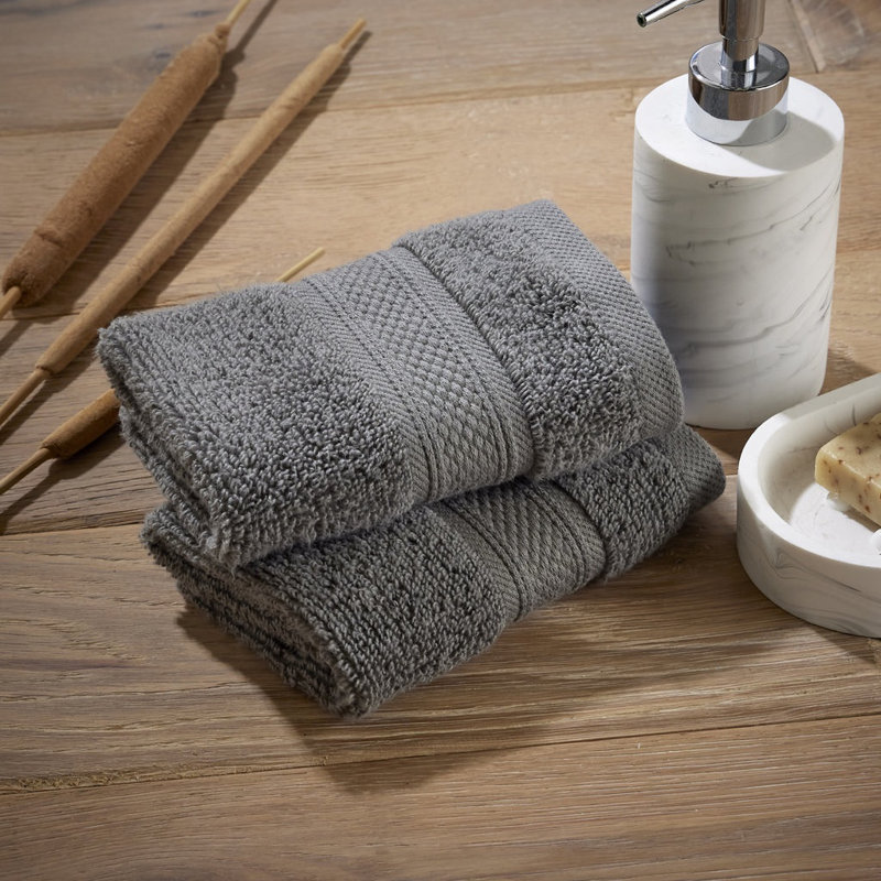 Luxury Zero Twist 100% Cotton Face Towels - Set of 2, Charcoal