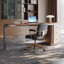 Bureau à 3 tiroirs brun noisette + bois massif ovale beige + métal-109080029-109080033
