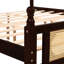 Lit en bois de pin très grand avec tête et pied de lit en rotin, avec plateforme de lit central amélioré, espresso