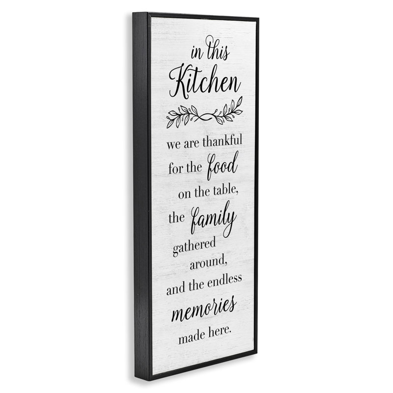 Art de giclée encadrée par Kitchen Family Gratitude par Natalie Carpentieri, H 24 po x l 10 po, Giclée encadrée noir minuit