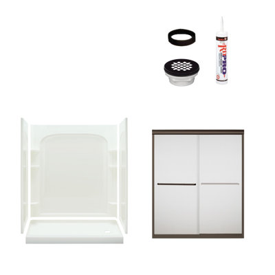Ensemble 60" W x 73.75" H Framed Rectangle Sliding Shower Stall and Base Included