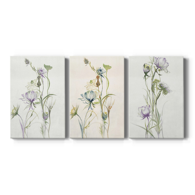 Fin de l'été, fleurs sauvages I V30, toile tendue sur mesure - 3 pièces, H 12 po x l 24 po
